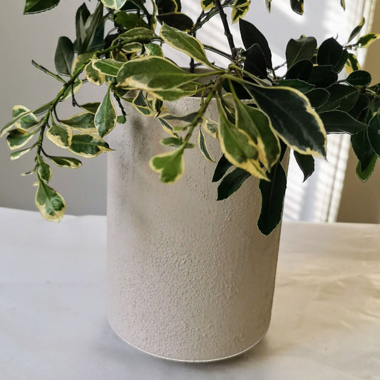 Cream Faux Stone Cylinder Vase